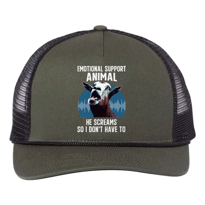 Screaming Goat Emotional Support Animal Goat Owner Raiser Retro Rope Trucker Hat Cap