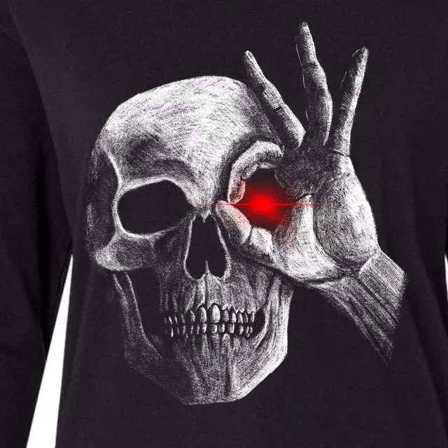 Skeleton Glowing Eye Womens Cotton Relaxed Long Sleeve T-Shirt