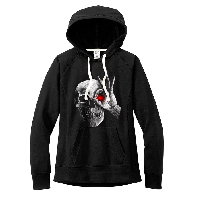 Skeleton Glowing Eye Women's Fleece Hoodie