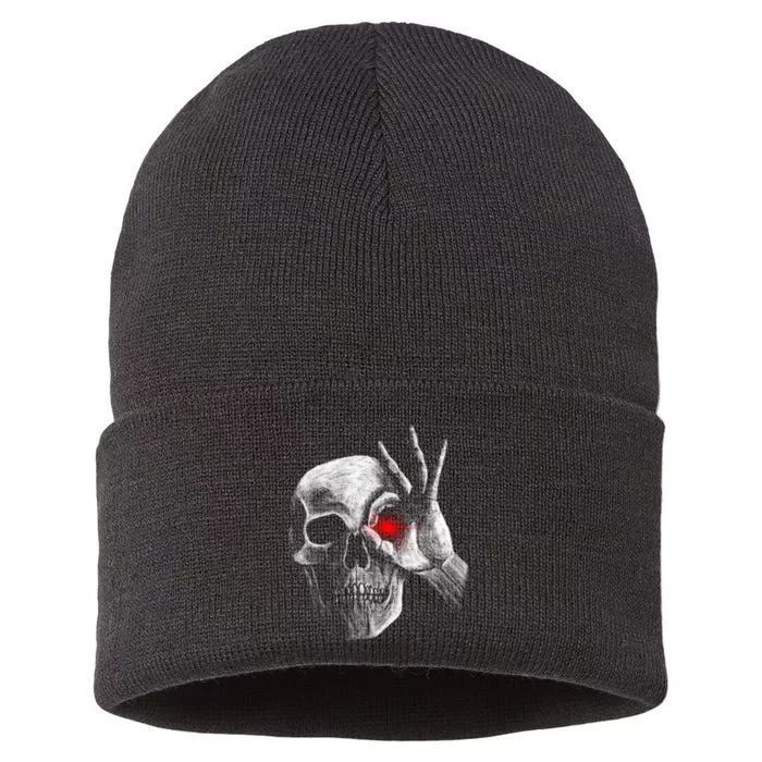 Skeleton Glowing Eye Sustainable Knit Beanie