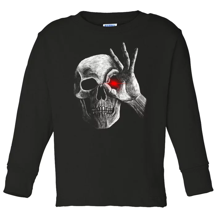 Skeleton Glowing Eye Toddler Long Sleeve Shirt