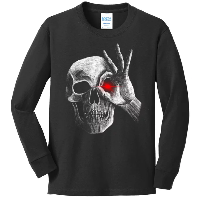 Skeleton Glowing Eye Kids Long Sleeve Shirt