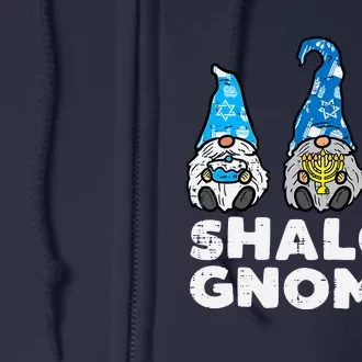 Shalom Gnomes Funny Jew Hanukkah Pajamas Chanukah Pjs Full Zip Hoodie