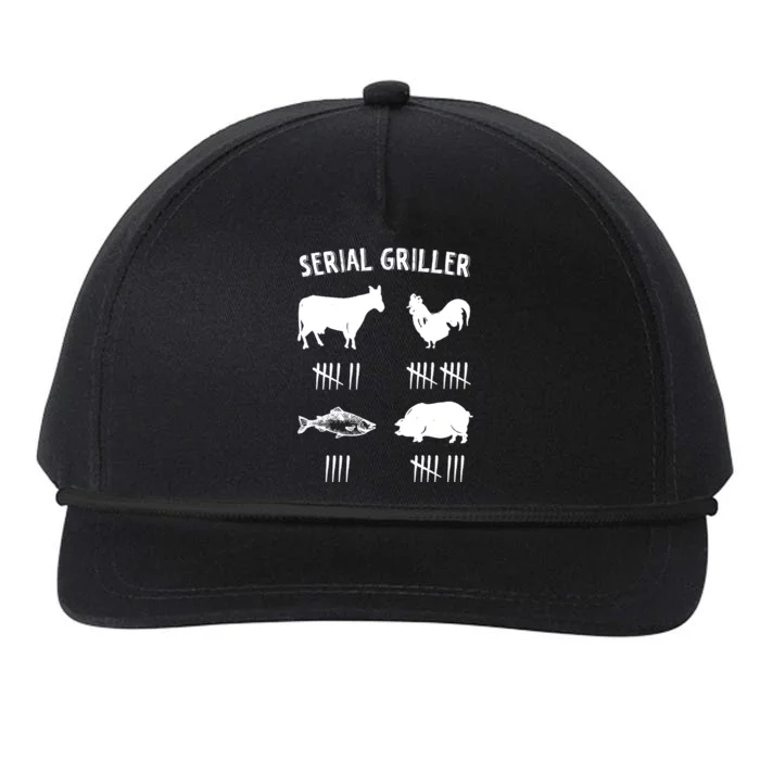 Serial Griller Fathers Day Funny Grilling Grill Bbq Master Cool Gift Snapback Five-Panel Rope Hat