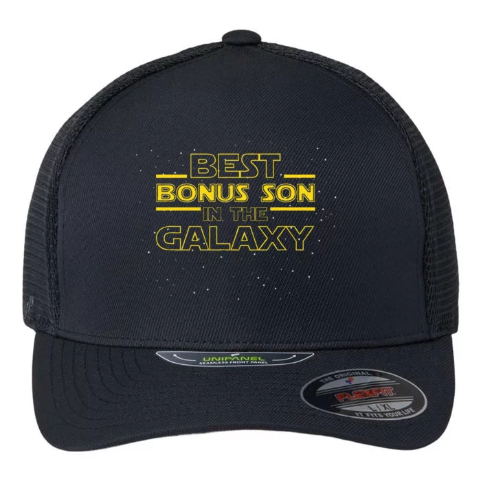 Stepson Gift For Bonus Son Best Bonus Son In Galaxy Flexfit Unipanel Trucker Cap