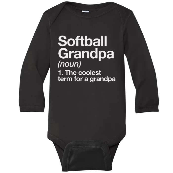 Softball Grandpa Funny Softball Grandpa Softball Lover Baby Long Sleeve Bodysuit