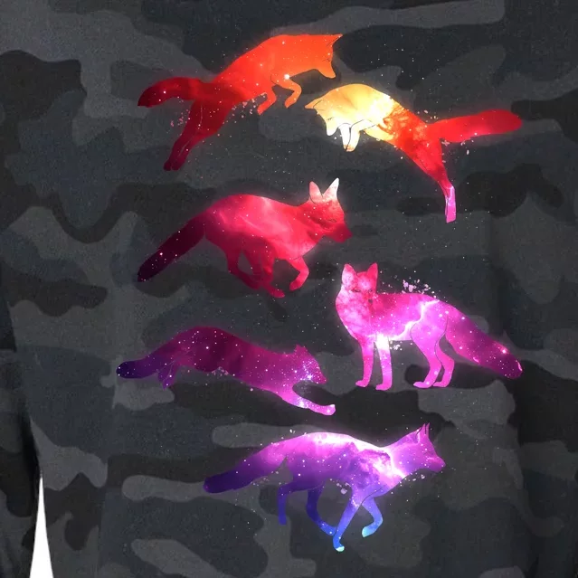 Space Galaxy Foxes Cropped Pullover Crew