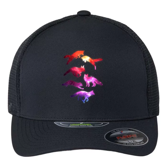 Space Galaxy Foxes Flexfit Unipanel Trucker Cap