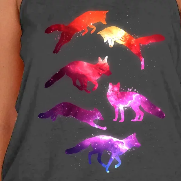 Space Galaxy Foxes Women's Knotted Racerback Tank