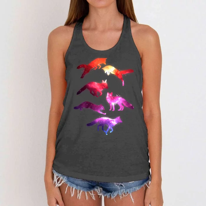 Space Galaxy Foxes Women's Knotted Racerback Tank