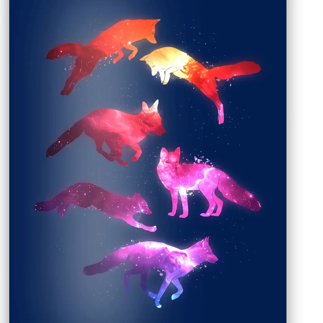 Space Galaxy Foxes Poster