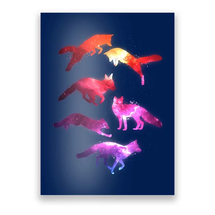 Space Galaxy Foxes Poster