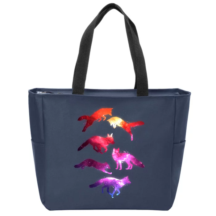 Space Galaxy Foxes Zip Tote Bag