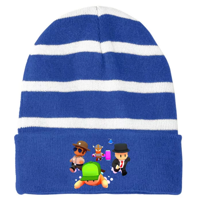 Stumble Guys  Funny Stumble Guys Striped Beanie with Solid Band