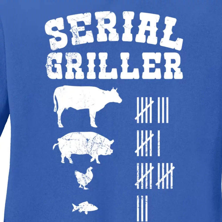 Serial Griller Fathers Day Funny Grilling Grill Bbq Master Gift Ladies Long Sleeve Shirt