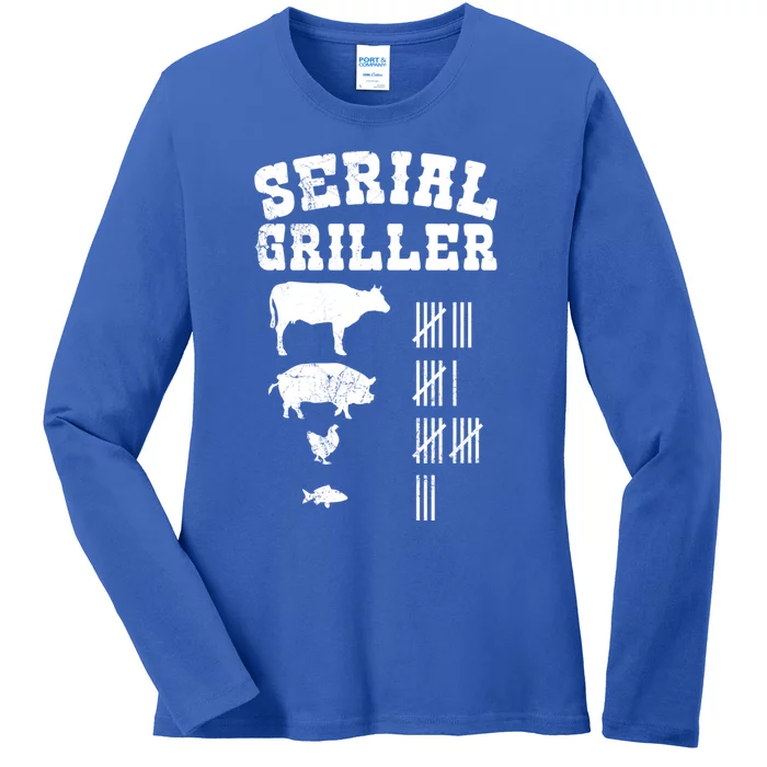 Serial Griller Fathers Day Funny Grilling Grill Bbq Master Gift Ladies Long Sleeve Shirt