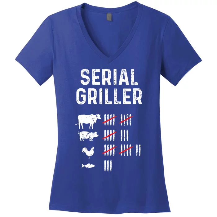 Serial Griller Funny Bbq Master Grill Pun Grilling Joke Cute Gift Women's V-Neck T-Shirt