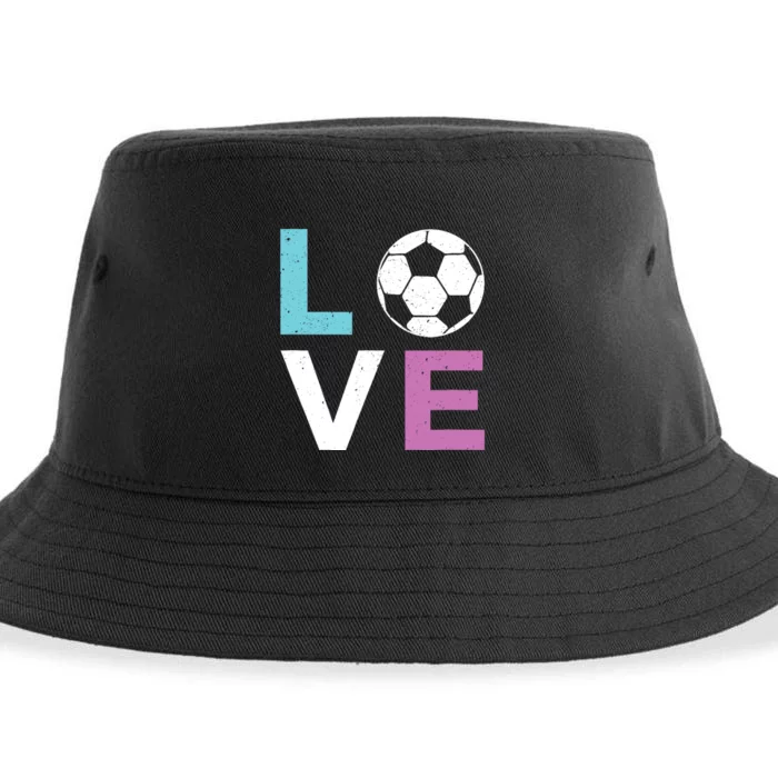 Soccer Gift For Girl Wo I Love Soccer Vintage Sustainable Bucket Hat