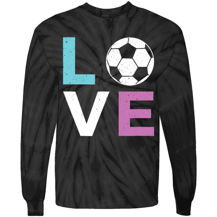 Soccer Gift For Girl Wo I Love Soccer Vintage Tie-Dye Long Sleeve Shirt