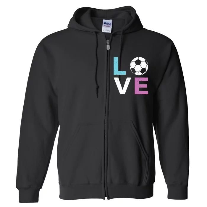 Soccer Gift For Girl Wo I Love Soccer Vintage Full Zip Hoodie