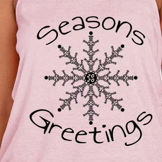 Seasons Greetings F Word Snowflake Dasign Gift Women's Knotted Racerback Tank