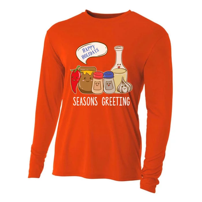 Seasons Greetings Funny Christmas Humor Holiday Food Pun Gift Cooling Performance Long Sleeve Crew