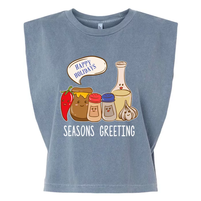 Seasons Greetings Funny Christmas Humor Holiday Food Pun Gift Garment-Dyed Women's Muscle Tee