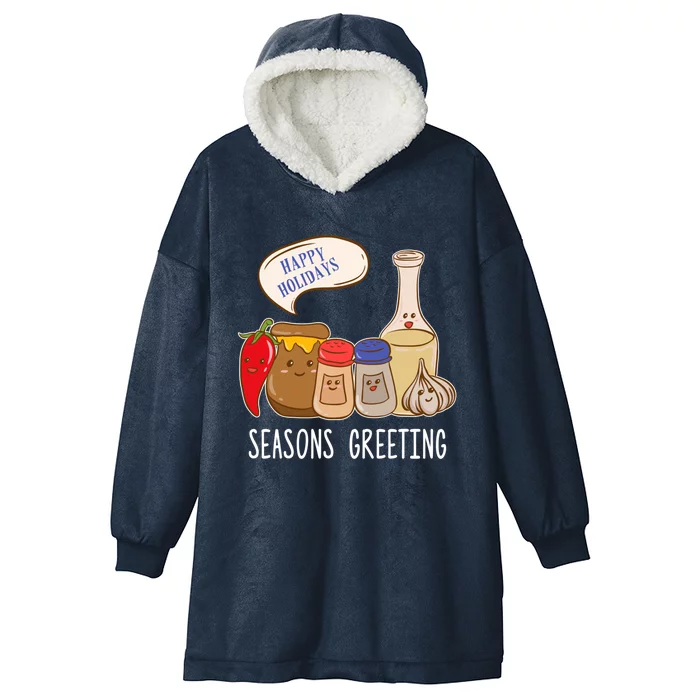 Seasons Greetings Funny Christmas Humor Holiday Food Pun Gift Hooded Wearable Blanket