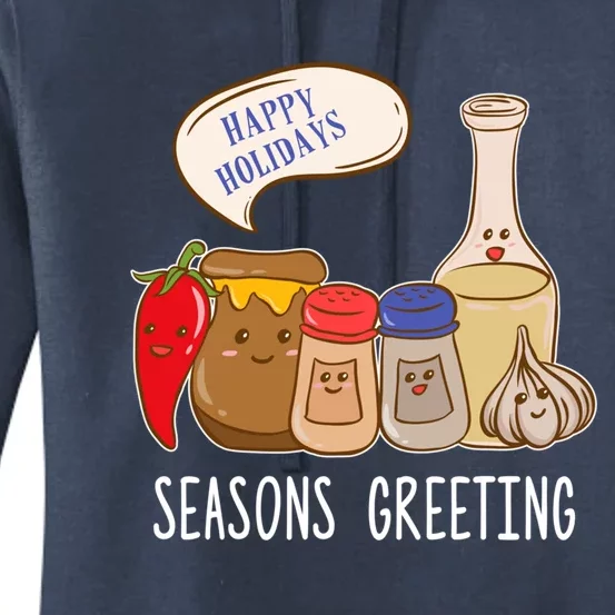 Seasons Greetings Funny Christmas Humor Holiday Food Pun Gift Women's Pullover Hoodie