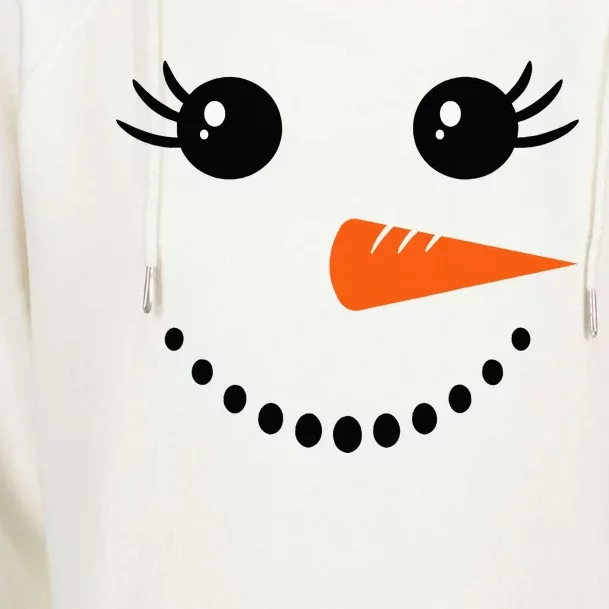 Snowman Girl Face Christmas Winter Womens Funnel Neck Pullover Hood