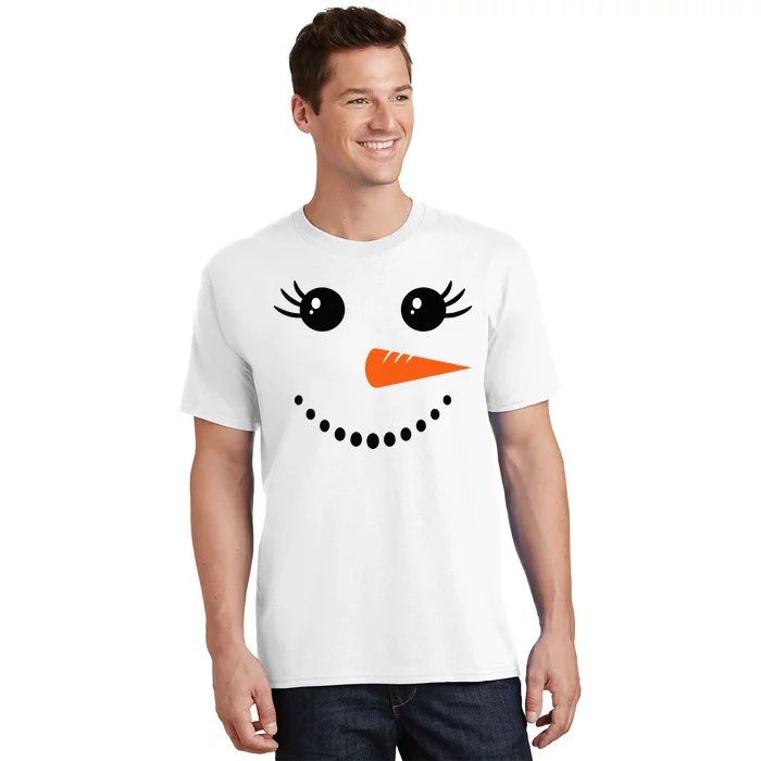 Snowman Girl Face Christmas Winter T-Shirt