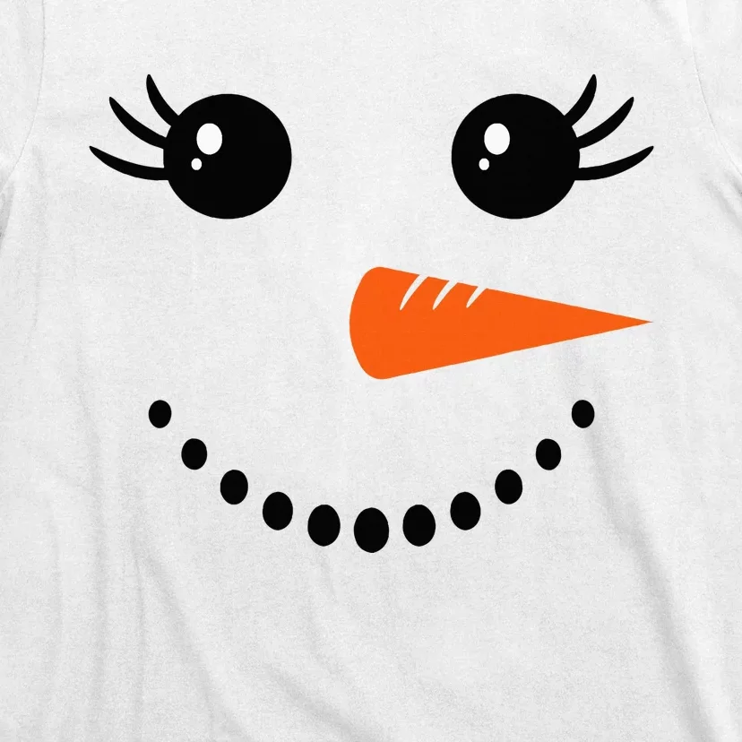 Snowman Girl Face Christmas Winter T-Shirt