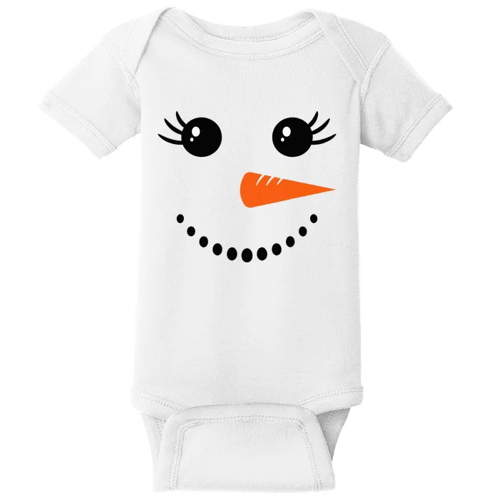 Snowman Girl Face Christmas Winter Baby Bodysuit