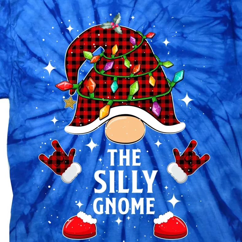 Silly Gnome Family Buffalo Plaid Christmas Light Pajama Gift Tie-Dye T-Shirt