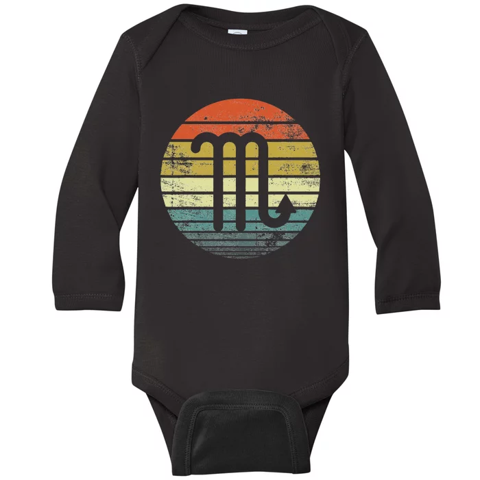 Scorpio Gifts Funny Retro Sunset Zodiac Sign Birthday Baby Long Sleeve Bodysuit