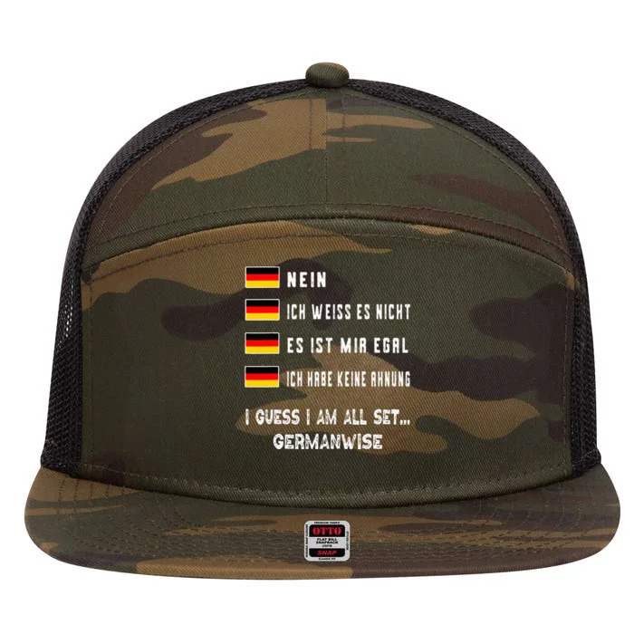 Speaking German Funny Deutsch Student German Language 7 Panel Mesh Trucker Snapback Hat