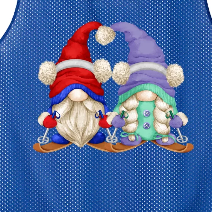 Skiing Gnomes For Grandma And Grandpa Funny Ski Mom And Dad Gift Mesh Reversible Basketball Jersey Tank