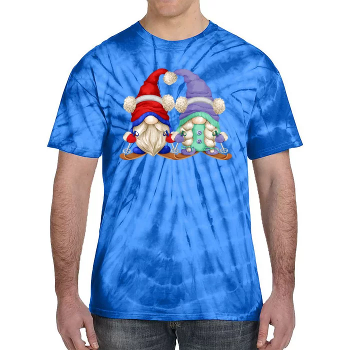 Skiing Gnomes For Grandma And Grandpa Funny Ski Mom And Dad Gift Tie-Dye T-Shirt