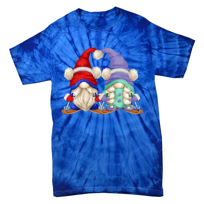 Skiing Gnomes For Grandma And Grandpa Funny Ski Mom And Dad Gift Tie-Dye T-Shirt