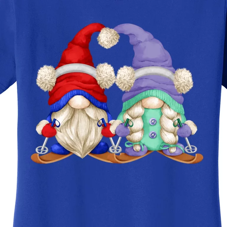 Skiing Gnomes For Grandma And Grandpa Funny Ski Mom And Dad Gift Women's T-Shirt