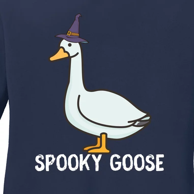 Spooky Goose Funny Goose Halloween Ladies Long Sleeve Shirt