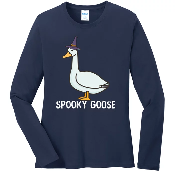 Spooky Goose Funny Goose Halloween Ladies Long Sleeve Shirt