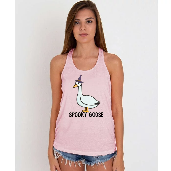 Spooky Goose Funny Goose Halloween Women's Knotted Racerback Tank