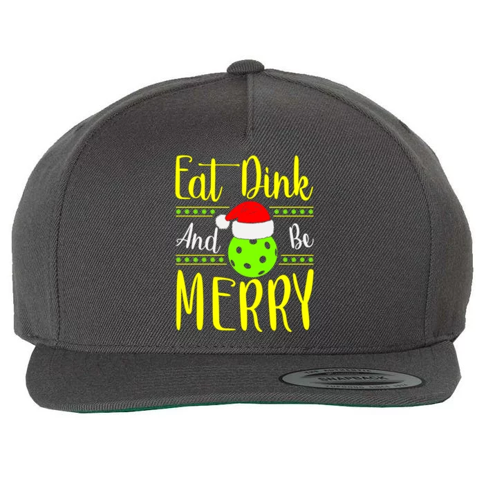 Santa Gift For Pickleball Plyer Eat Dink And Be Merry Wool Snapback Cap