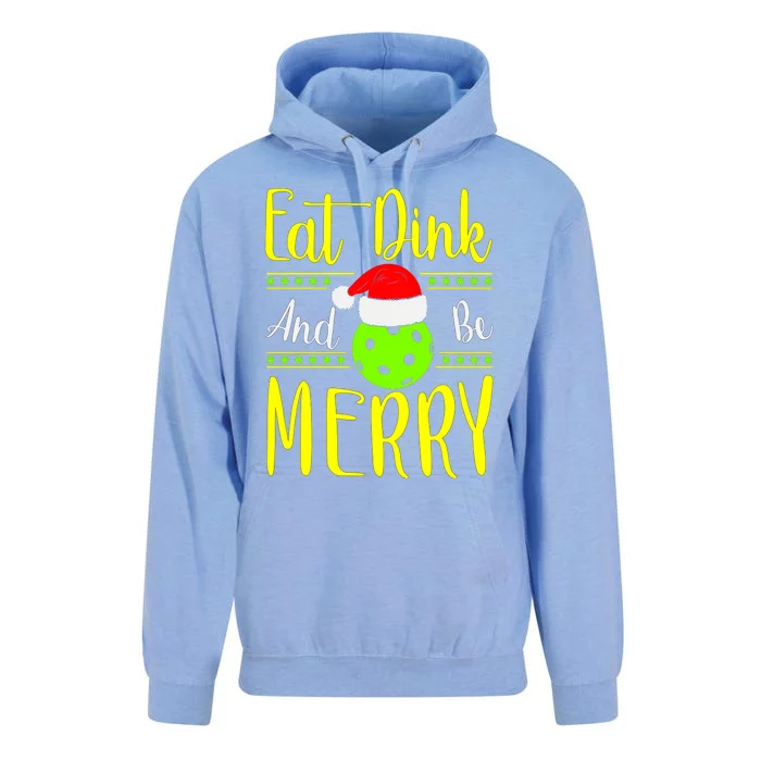 Santa Gift For Pickleball Plyer Eat Dink And Be Merry Unisex Surf Hoodie