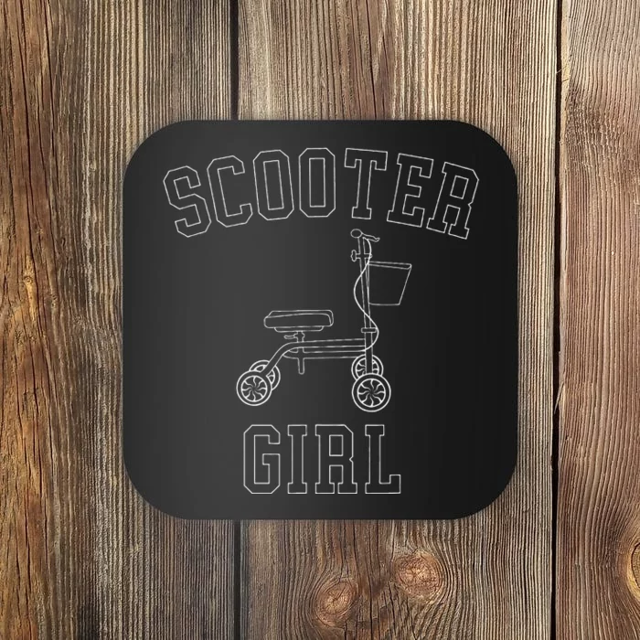 Scooter Girl Funny Broken Foot Ankle Injury Surgery Recovery Coaster