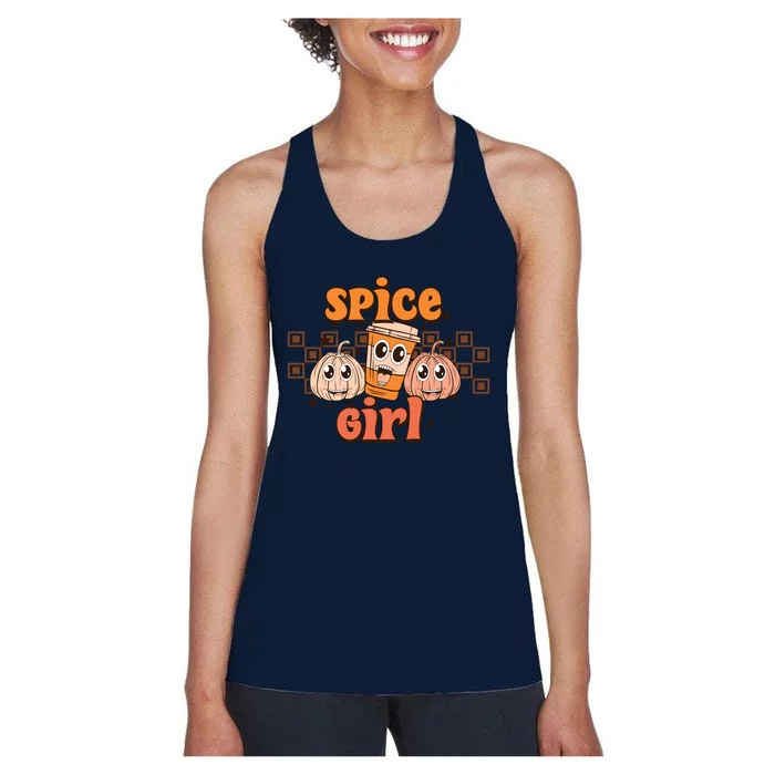 Spice Girl Fall Vibes Autumn Season Thanksgiving Pumpkin Spice Funny Women's Racerback Tank