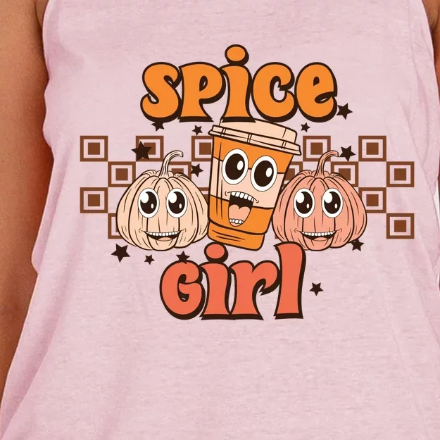 Spice Girl Fall Vibes Autumn Season Thanksgiving Pumpkin Spice Funny Women's Knotted Racerback Tank