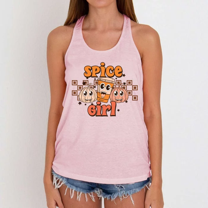 Spice Girl Fall Vibes Autumn Season Thanksgiving Pumpkin Spice Funny Women's Knotted Racerback Tank