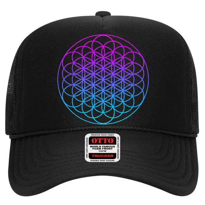 Sacred Geometry Flower Of Life High Crown Mesh Trucker Hat